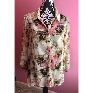 Patterned button down blouse